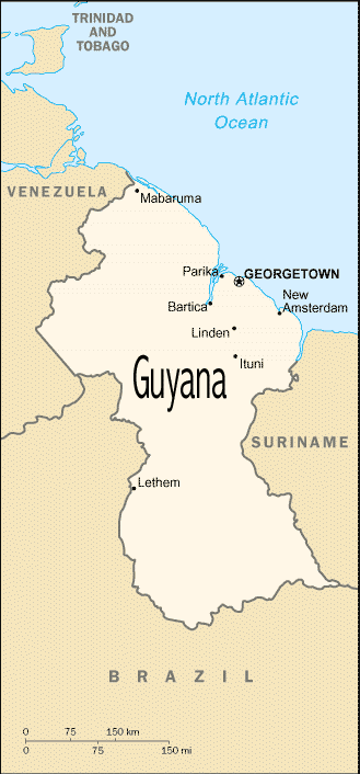 Map of Guyana - Print for easier reading.